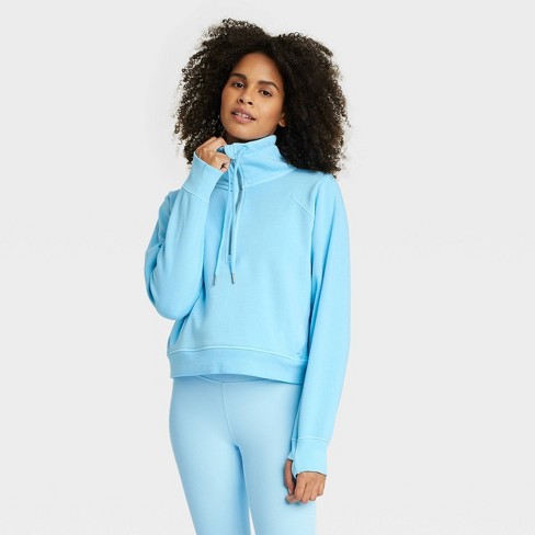 Women's Fleece Half Zip Pullover - All In Motion™ Light Blue XS