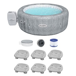 Bestway Coleman Honolulu AirJet Inflatable Hot Tub with EnergySense Cover and 6-Pack of SaluSpa Underwater Non-Slip Spa Seat with Adjustable Legs - 1 of 4