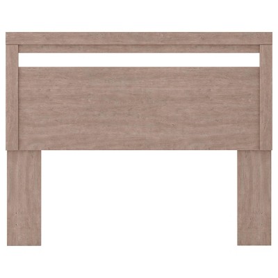 Gray Queen Panel Headboard with Warm Wood Finish
