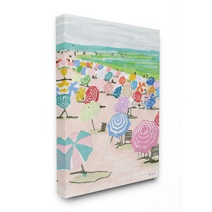 Stupell Industries Pastel Umbrella Filled Beach Watercolor Landscape - 1 of 4