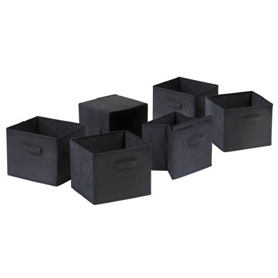 Transitional Black/Brown Wood Kids Storage Shelf with Fabric Baskets