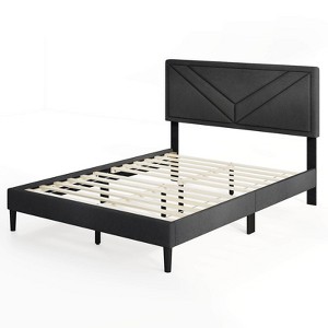 Safstar Full Size Bed Frame with Tufted Headboard & Wooden Slats Easy Assembly - 1 of 4