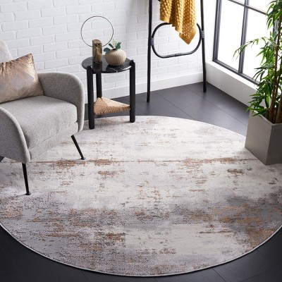 Eternal Gray and Beige Round Wool Area Rug
