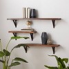 Set of 3 Wood Wall Shelves Brown - Olivia & May: Industrial Floating Shelf Decor, No Assembly Required - 2 of 4