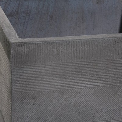 Modern Fiber Clay Square Planters in Dark Gray, Set of 2