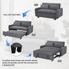 57.48" Corduroy Convertible Loveseat Sofa Bed with Adjustable Backrest, USB Ports, and Two Throw Pillows - 4 of 4