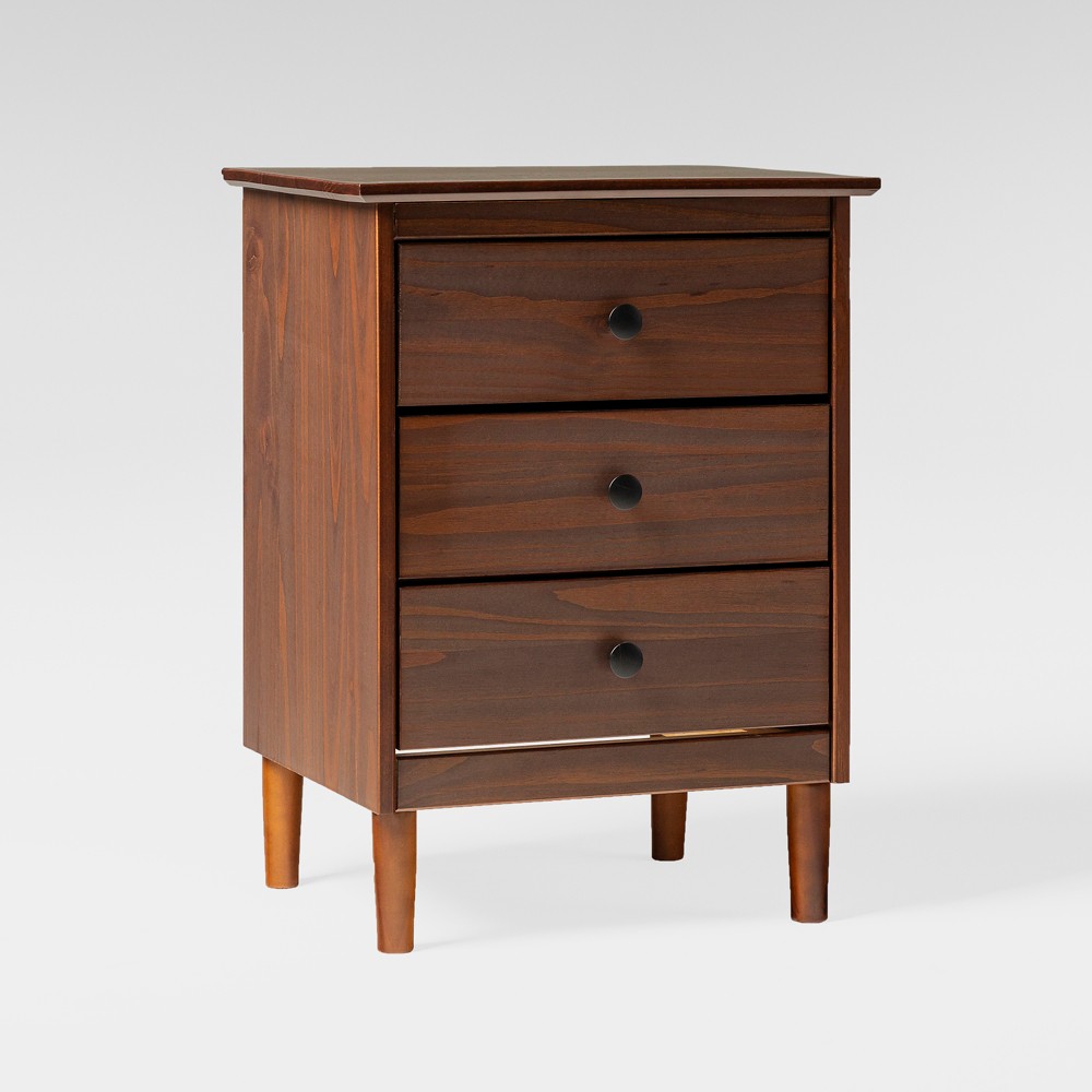 Photos - Storage Сabinet Stiva Classic Mid-Century Modern 3 Drawer Nightstand Walnut - Saracina Hom