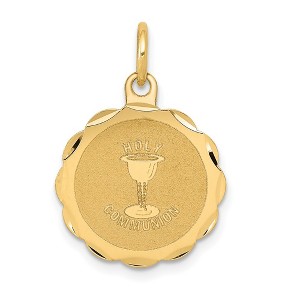 Black Bow Jewelry 14k Yellow Gold Medium Holy Communion Charm, 16mm (5/8 inch) - 1 of 4
