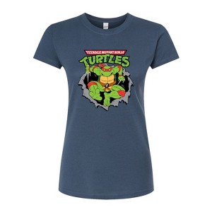 Women's - Teenage Mutant Ninja Turtles - Raphael Breaking Through Shirt Fitted Graphic T-Shirt - 1 of 3
