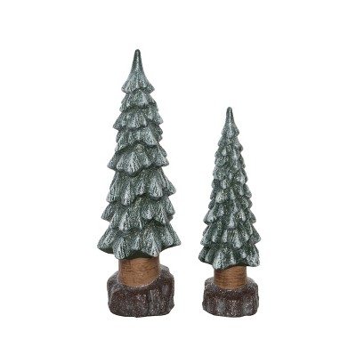 Transpac Resin 15 in. Brown Christmas Woodland Tree Set of 2