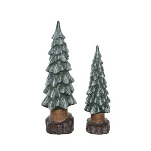 Transpac Resin 15 in. Brown Christmas Woodland Tree Set of 2 - 1 of 3