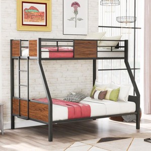 Streamdale Twin-Over-Full Bunk Bed Modern Style Steel Frame Bunk Bed With Safety Rail, Built-In Ladder - 1 of 4