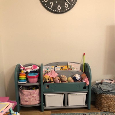 Costway Kids Toy Storage Organizer W/ 2-tier Bookshelf & Plastic Bins :  Target