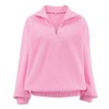 Womens Polar Fleece Sweatshirts with Half Zipper Pink Sweatshirt Cozy Fleeced Shirts with Elastic Cuff Turtle Neck Sweat Tops - 2 of 4