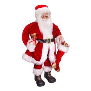 Kurt Adler 36 Inch Kringles Klaus Classic Red Standing Santa Decor Holiday Decorative Figurine with Hat, Stocking, and Treats - 1 of 4