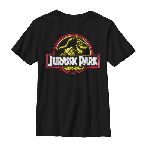 Boy's Jurassic Park Neon T Rex Logo T-shirt - Black - X Small : Target