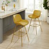 Art Leon Comfortable Velvet Swivel Barstool with Golden Legs, Set of 2 - 3 of 4