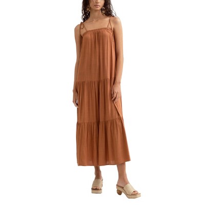 August Sky Women's Sleeveless Solid Color Midi Dress