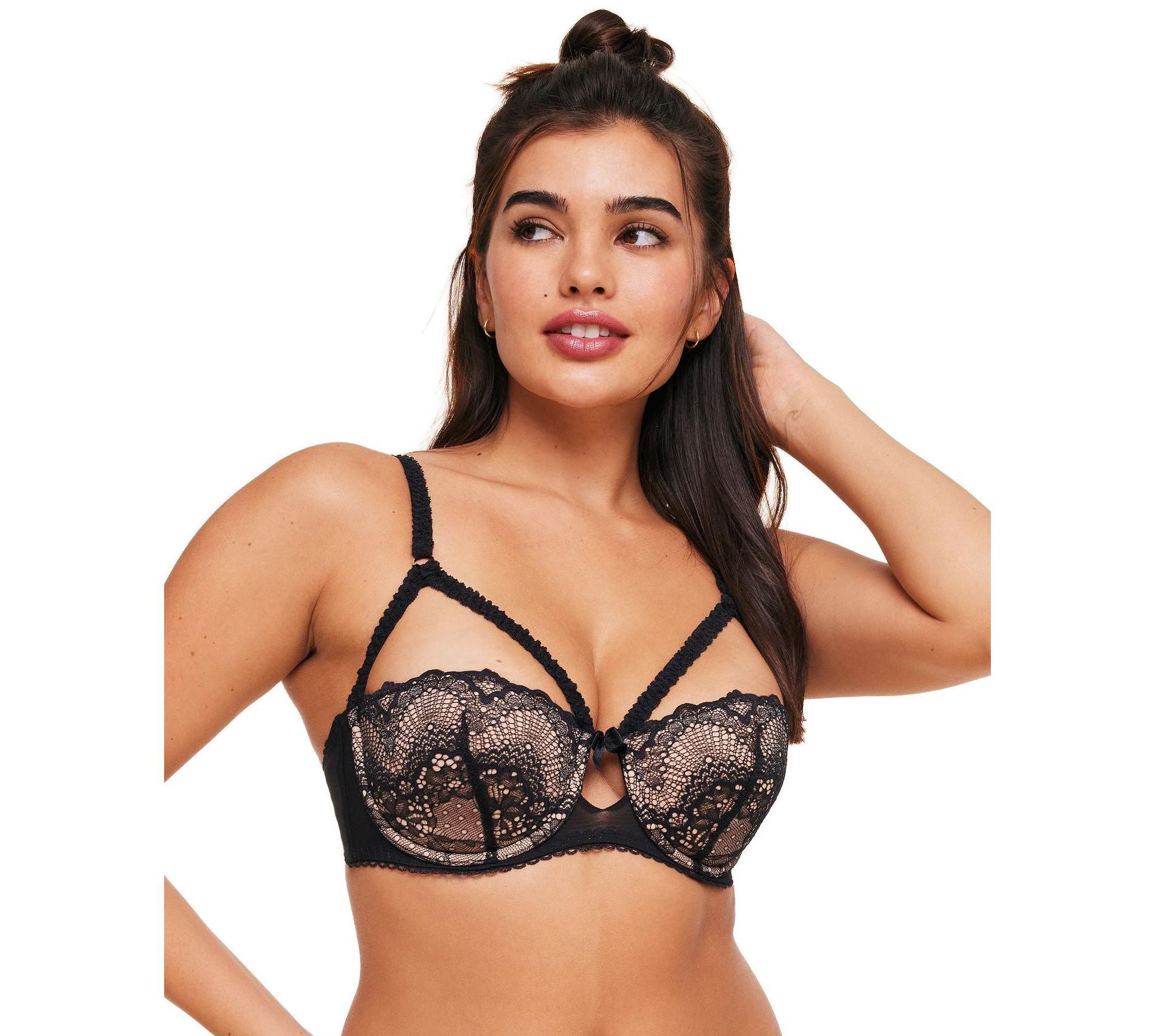 Adore Me Women's Kimmy Balconette Bra 32D / Jet Black.