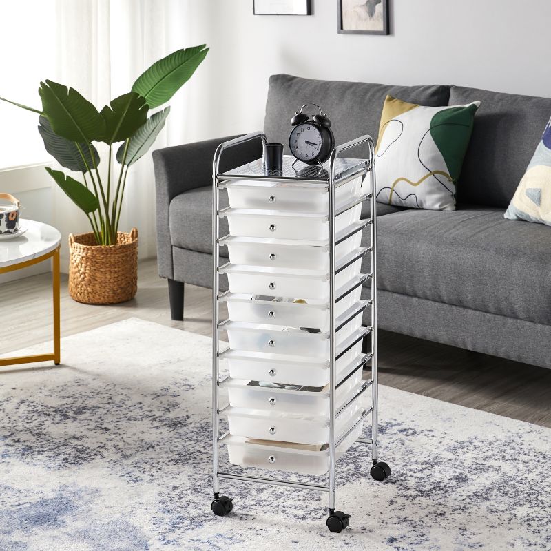 Yaheetech Drawers Rolling Storage Cart Metal Frame Plastic Drawers for Office/Home/Study, 2 of 8