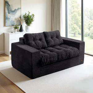 MAXYOYO Bean Bag Chair for Adults, Upholstered Floor Sofa with Armrests, Loveseat Boneless Couch for Bedroom Living Room - 1 of 4