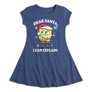 Girls' - SpongeBob SquarePants - Dear Santa Fit & Flair Cap Sleeve Dress - 1 of 4