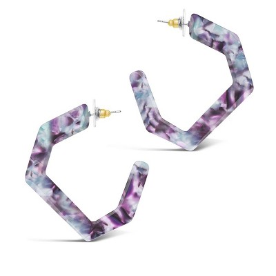 SHINE by Sterling Forever Resin Hex Hoops