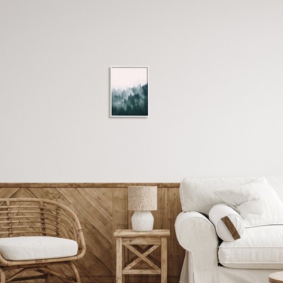Misty Forest Landscape White Framed Canvas Print, 11 x 14
