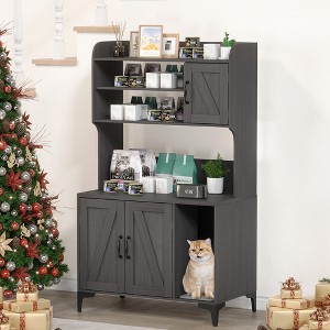 Cat Litter Box Furniture – Hidden Enclosure with Storage, Privacy, Home Decor & Easy Assembly - 1 of 4