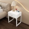 KIGFTSOD Modern White Nightstand with Drawer, Minimalist Bedside Table with Wood Knob,White - 3 of 4