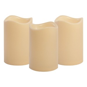 LumaBase Battery-Operated LED Pillar Candles - Set of 3 - 1 of 4