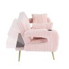Vynxaria Minimalist White Corduroy Sofa with Throw Pillows - Elegant & Easy to Assemble - 3 of 4
