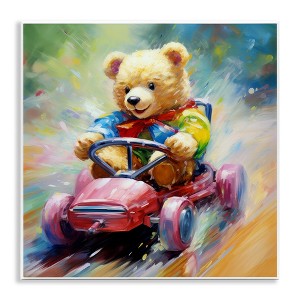 Stupell Industries Teddy Bear on Go Kart, 12" x 12" - 1 of 4