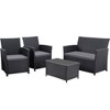 Bigget Outdoor Steel 4 Piece Rattan Conversation Set - 2 of 4