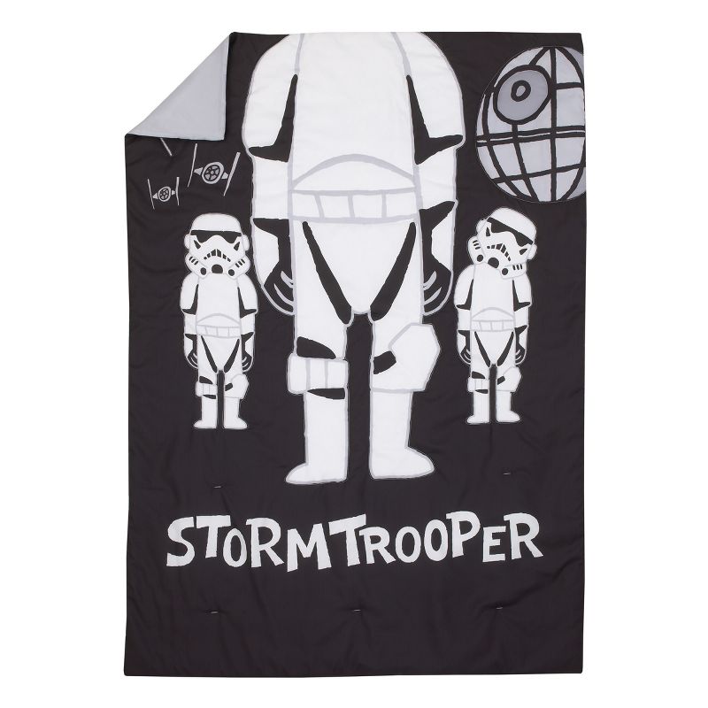Star Wars Storm Trooper Black and White 4 Piece Toddler Bed Set - Comforter, Fitted Bottom Sheet, Flat Top Sheet, and Reversible Pillowcase, 2 of 7