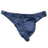 Men's Stretch Silk Thong Diamond Pattern Adult Underwear G-String Blue - 4 of 4