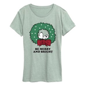 Women's - Peanuts - Holiday Vibes Short Sleeve Graphic T-Shirt - 1 of 4