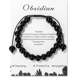 Natural Stone Crystal Beaded Bracelets Adjustable Handmade Gemstone Bracelet Healing Jewelry - 1 of 4