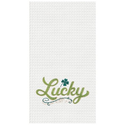 C&F Home Lucky Clover St. Patrick's Embroidered Waffle Weave Cotton Kitchen Towel