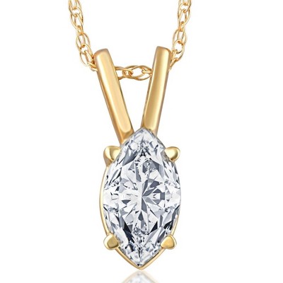 Pompeii3 3/8Ct Marquise Natural Diamond Solitaire Pendant White or Yellow Gold Necklace