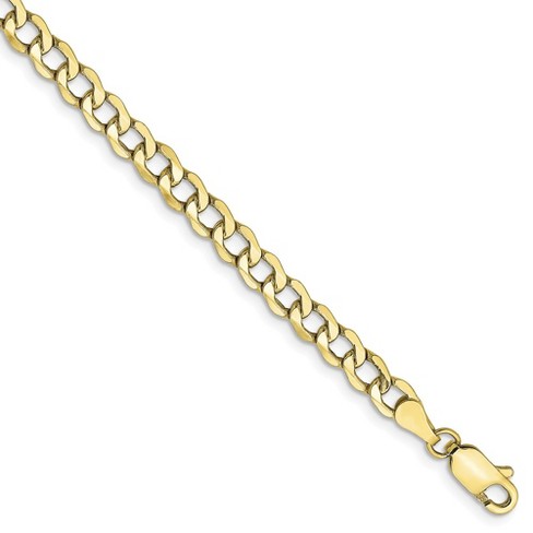 Black Bow Jewelry 4.3mm, 10k Yellow Gold Hollow Curb Link Chain Bracelet - image 1 of 4