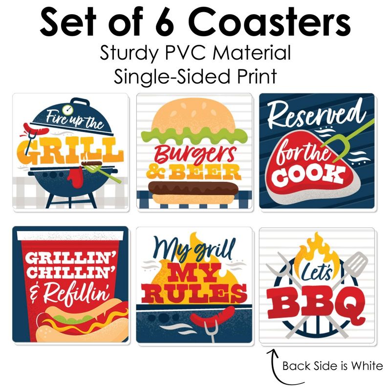 Big Dot of Happiness Fire Up the Grill - Funny Summer BBQ Picnic Party Decorations - Drink Coasters - Set of 6, 5 of 9
