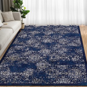 9x12 Area Rug Machine Washable Floral Vintage Large Rug Indoor Distressed Floor Carpet Stain Resistant Non-Slip Floor Cover Non Shedding Soft Carpet - 1 of 4