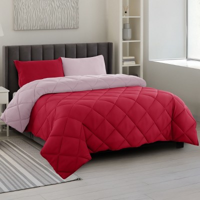 Reversible Comforter Set with Matching Pillowcases 3Pc Down Alternative Ultra Soft Solid Microfiber Comforters Durable Bedding - Lux Decor Collation