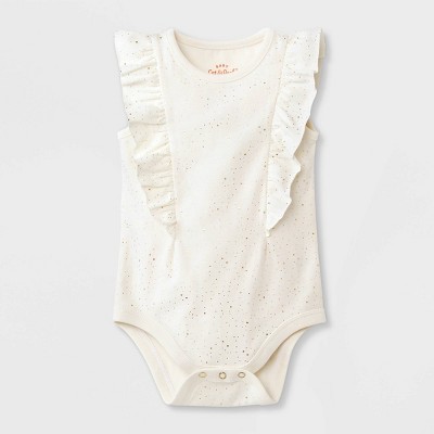 Image of Baby Girls' Ruffle Short Sleeve Bodysuit - Cat & Jack™ Cream Newborn