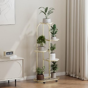GustoWave Plant Stand Indoor, Plant Shelf, with 4 Wheels, Tiered Plant Stand- Perfect for Living Room&Balcony&Garden - 1 of 4