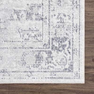 Gray Medallion Washable Polyester Rectangular Area Rug 7'10" x 10'