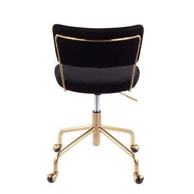 Tania Contemporary Black Velvet 28.5" Swivel Task Chair