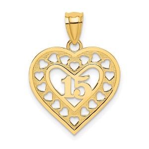 Black Bow Jewelry 14k Yellow Gold 15 Inside Cut Out Heart Frame Pendant, 19mm - 1 of 4