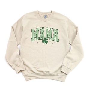Simply Sage Market Women's Graphic Sweatshirt Lucky Mama Varsity Clover - 1 of 3